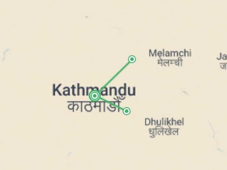 Map itinerary of Nepal Tour in April 2027 with 3 destination visits for the trip: Kathmandu Valley Trek