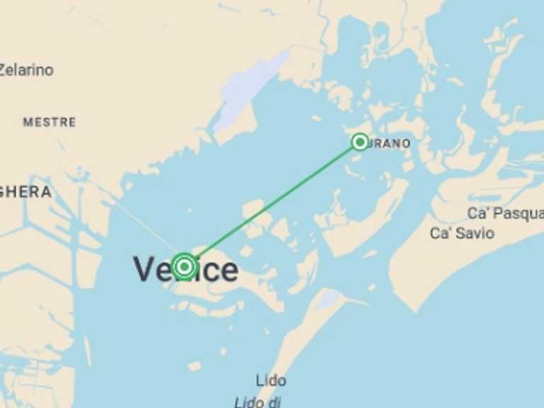 Map of Venice Cruise Tour with 2 destination visits for the trip: Venice Carnival (port-to-port cruise)