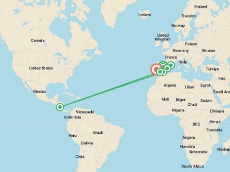 Map of Europe Tour with 7 destination visits for the trip: Spanish Ring with Lisbon