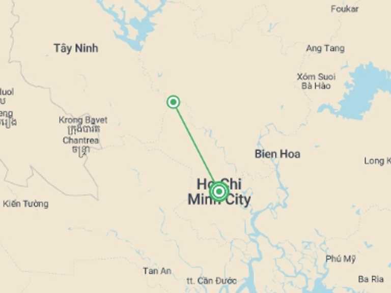 Map itinerary of South East Asia Tour in August 2026 with 1 destination visits for the trip: Ho Chi Minh City Stay - 4 days