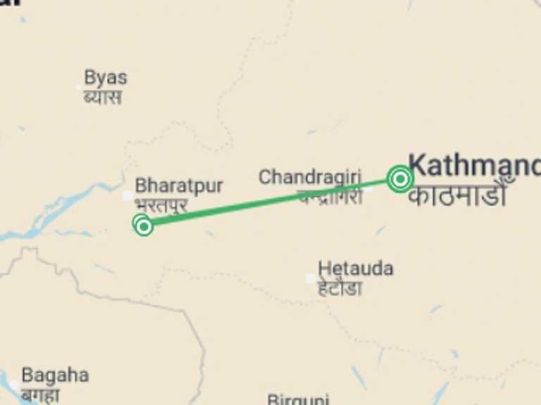 Map of South Asia Tour with 4 destination visits for the trip: Nepal Wildlife Safari Group Tour