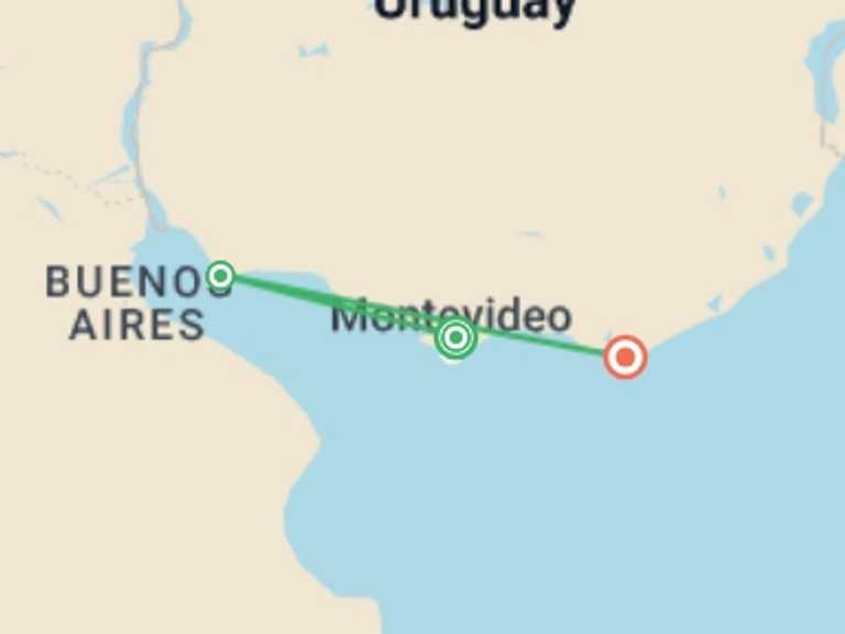 Map of a Wine tasting Tour with 3 destination visits for the trip: Wonders of Uruguay
