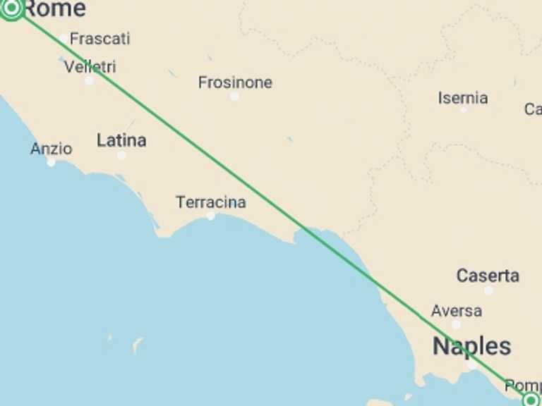 Map of a City sightseeing Tour with 2 destination visits for the trip: Beautiful Campania