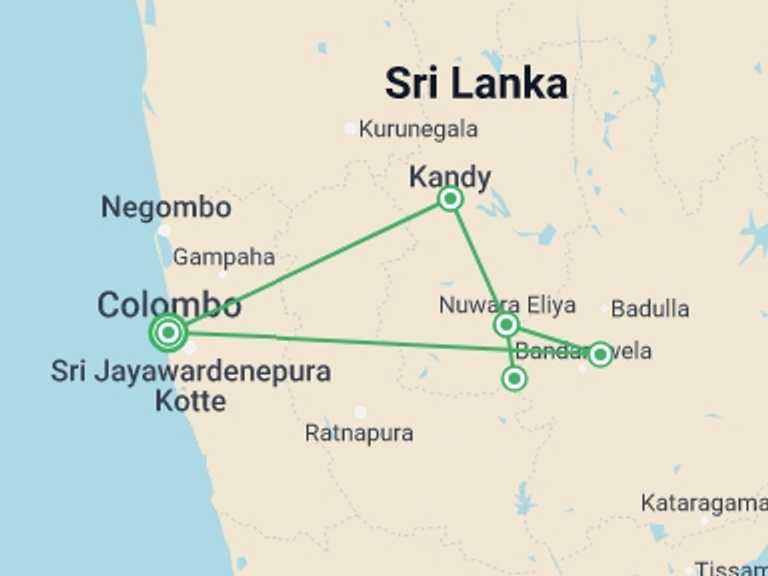Map of Ella Tour with 4 destination visits for the trip: Tour On The Hills, Private Tour