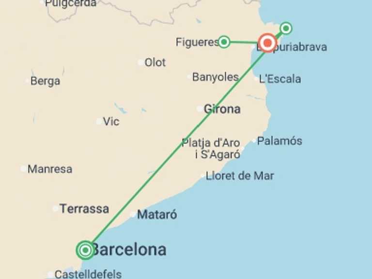 Map of Europe Tour with 3 destination visits for the trip: Pyrenees by Train - 8 days