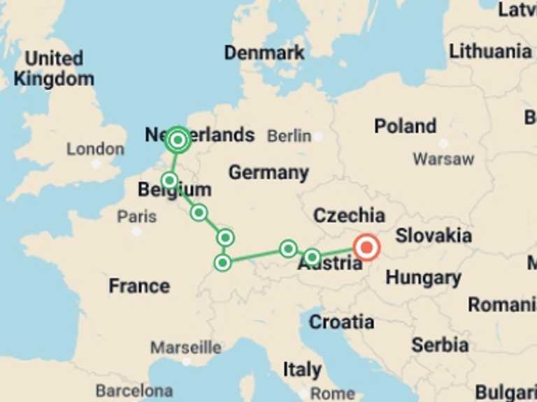 Map itinerary of Strasbourg Tour in October 2025 with 6 destination visits for the trip: Europe: The Grand Tour 