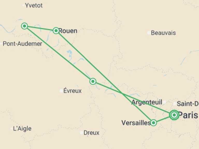 Map of Europe Tour with 5 destination visits for the trip: Magical Parisian Holiday (2027)