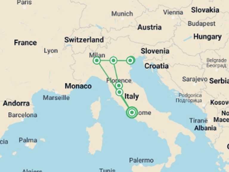 Map of Milan Art and architecture Tour with 4 destination visits for the trip: Art Cities Of Italy, Private Tour