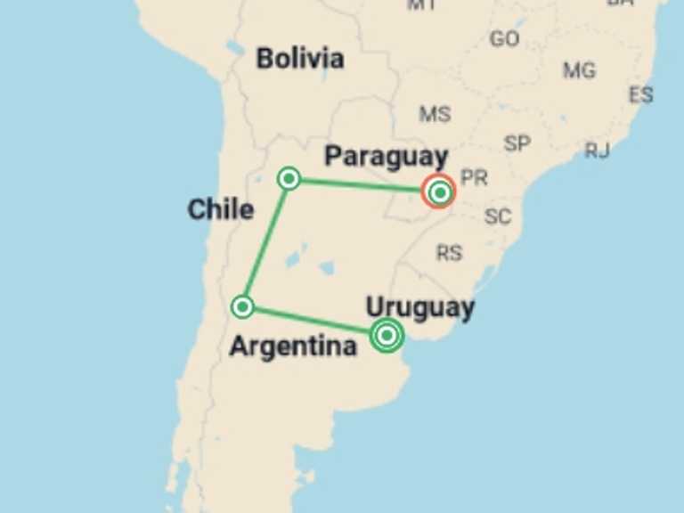 Map of Puerto Iguazu City sightseeing Tour with 5 destination visits for the trip: The Argentinean North: 13-Day Tour
