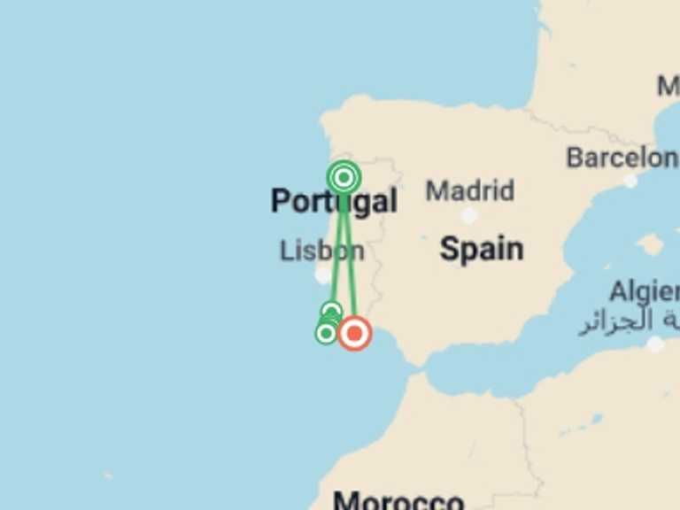 Map of a Walking Tour with 6 destination visits for the trip: Rota Vicentina: to the Algarve
