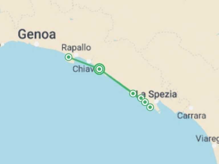 Map of Cinque Terre and Liguria Tour with 2 destination visits for the trip: Walking in the Cinque Terre and Portofino