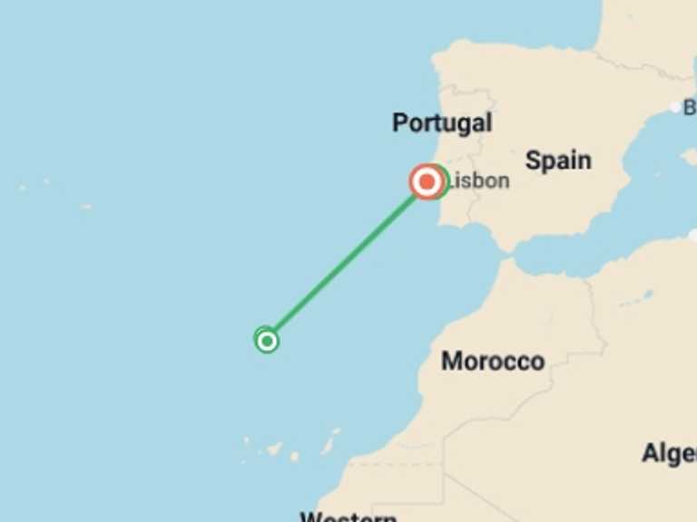 Map of Europe Tour with 4 destination visits for the trip: Sunny Portugal featuring New Year's Eve in Funchal, Madeira