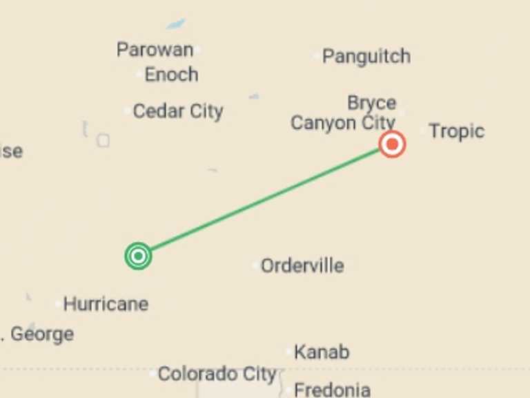 Map of North America Tour with 3 destination visits for the trip: Hiking and Camping in Utah