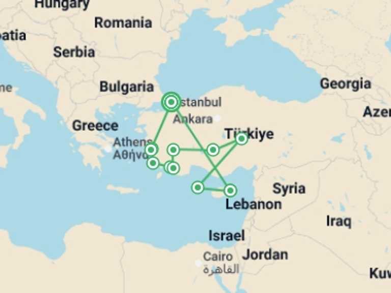 Map of Cappadocia Tour with 11 destination visits for the trip: Wonders of Turkey with Cyprus Sun