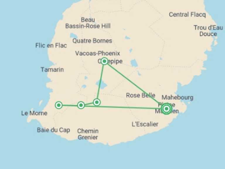 Map of Africa Tour with 1 destination visits for the trip: Simply Mauritius, Private Tour (5* Hotel Adults Only)
