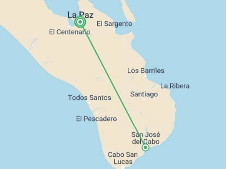 Map of Mexico Tour with 1 destination visits for the trip: La Paz - Active