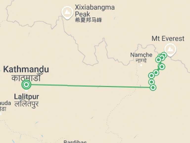 Map of a Eco Tour with 10 destination visits for the trip: Everest Base Camp Trek in 14 Days