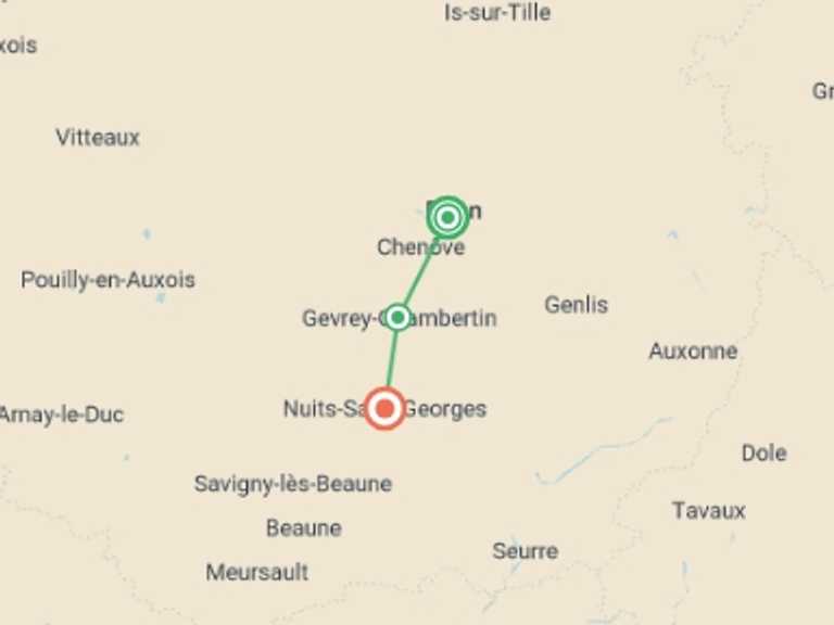Map of Europe Tour with 4 destination visits for the trip: Walking in Burgundy's Vineyards