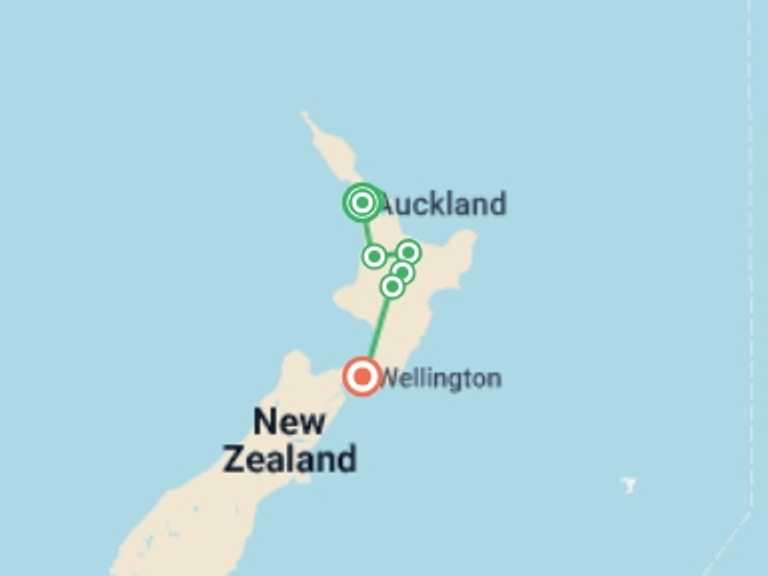 Map of Auckland Active and outdoor Tour with 5 destination visits for the trip: Premium New Zealand North Island