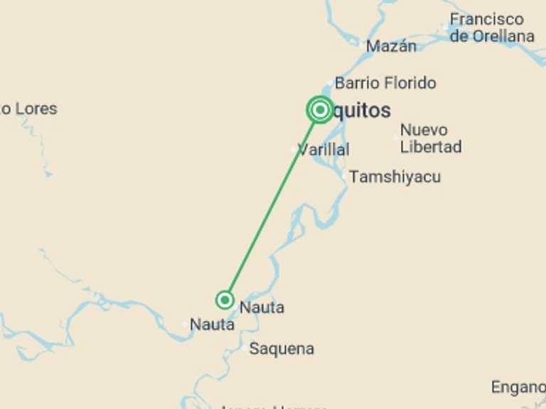 Map itinerary of Lima Tour in December 2026 with 3 destination visits for the trip: 4 Days Peruvian Amazon Cruise