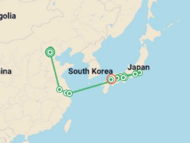 Map itinerary of Nanjing Tour in Spring with 9 destination visits for the trip: Wonders of China and Japan