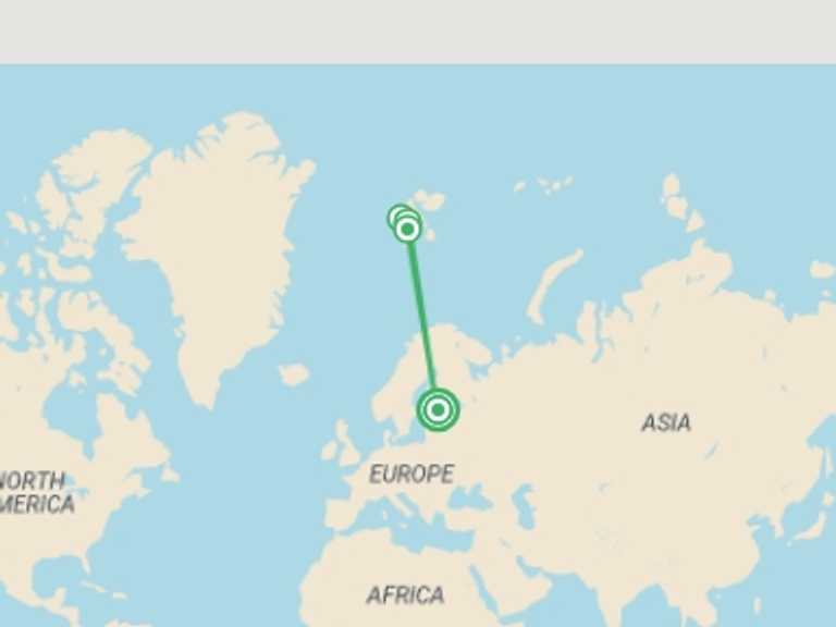 Map of Finland Tour with 3 destination visits for the trip: Spitsbergen Circumnavigation: A Rite of Passage