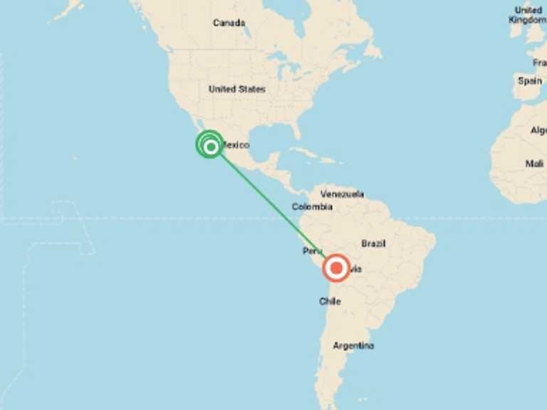 Map of North America Tour with 6 destination visits for the trip: Baja Beach Bliss & Cultural Insights: La Paz & Cabo 6D/5N