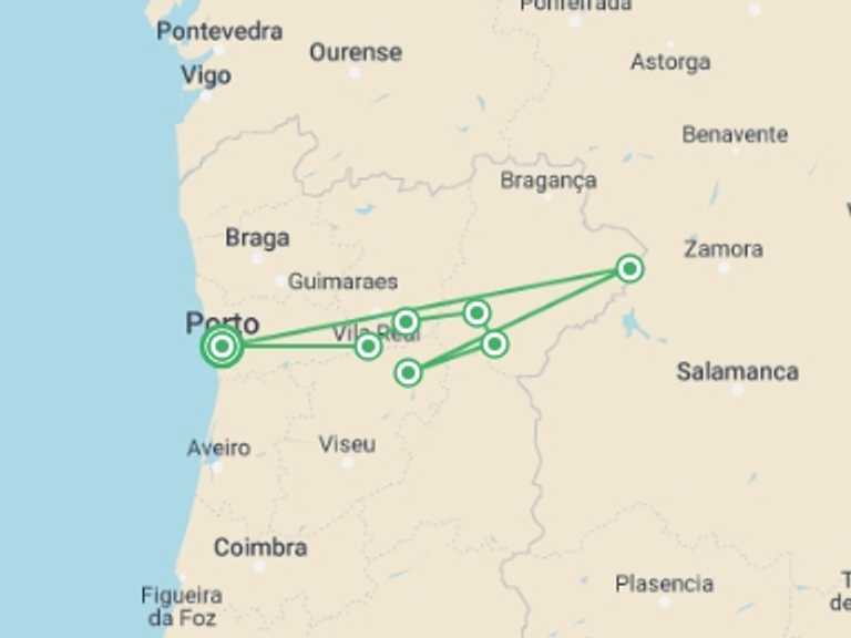 Map of Porto Sightseeing Tour with 7 destination visits for the trip: Douro Valley—Bike Tour
