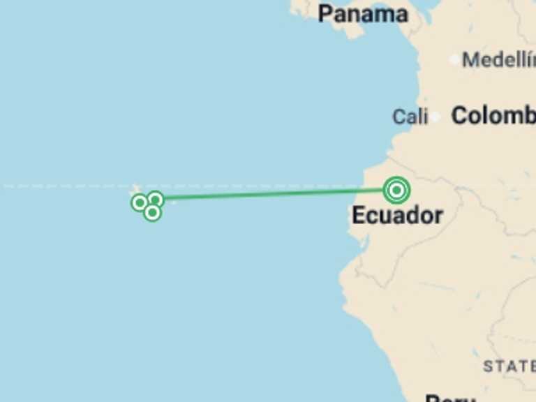 Map of South America Tour with 4 destination visits for the trip: Galápagos Multisport