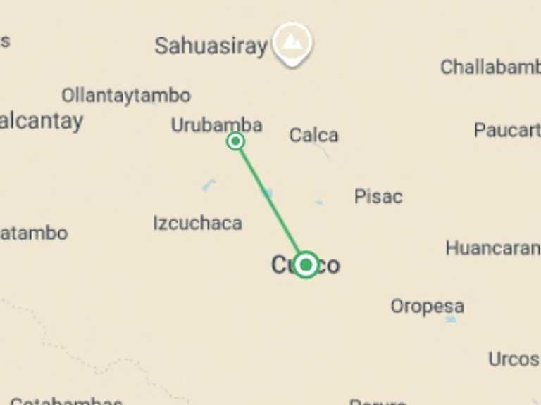 Map of Peru Tour with 2 destination visits for the trip: 2-day Private Andean Culture Experience With Local Communities