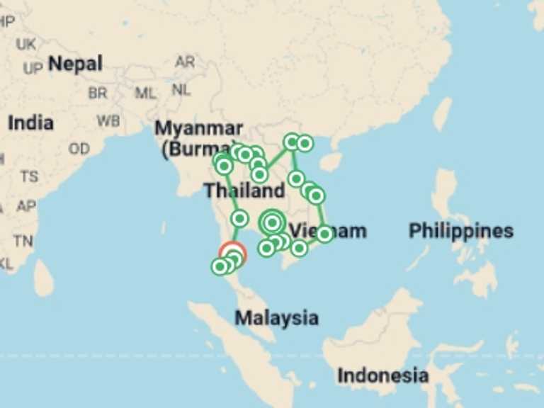 Map itinerary of Nha Trang Tour in January 2027 with 25 destination visits for the trip: Total Southeast Asia: Tasty Street Eats & Chill Island Vibes