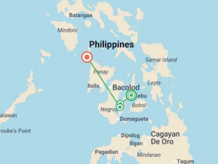 Map of Asia Tour with 5 destination visits for the trip: Philippines East
