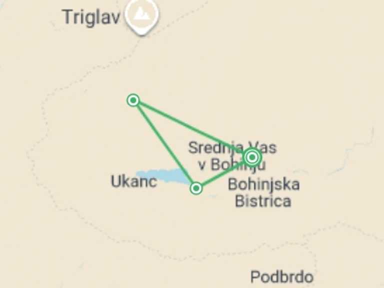 Map of a Sightseeing Tour with 3 destination visits for the trip: Lake Bled and Lake Bohinj Walk