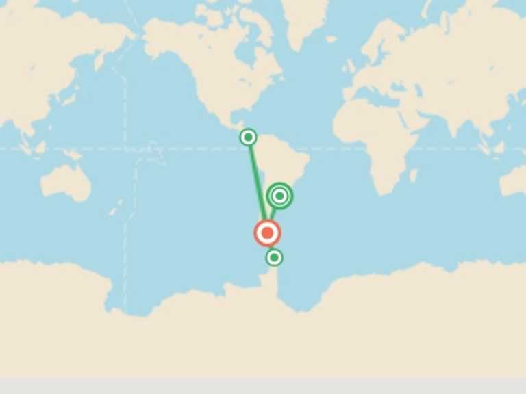 Map of South America Tour with 4 destination visits for the trip: Antarctic Explorer: Discovering the 7th Continent