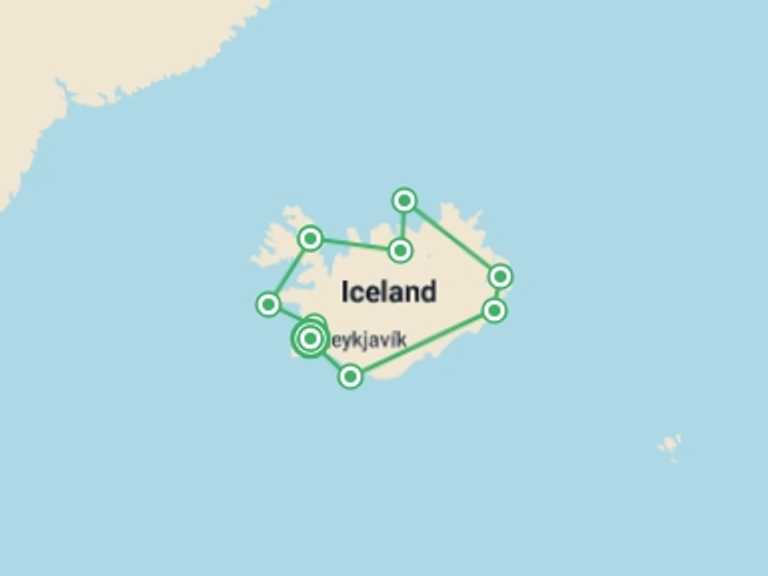 Map of Reykjavik Polar expeditions and cruise Tour with 9 destination visits for the trip: Iceland Circumnavigation - M/V Greg Mortimer
