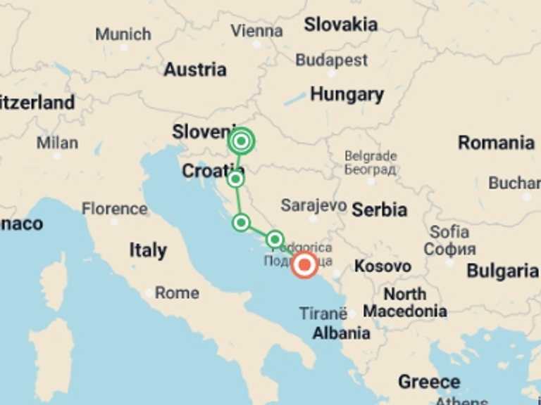 Map itinerary of Zagreb Tour in May 2027 with 5 destination visits for the trip: Croatia Adventure