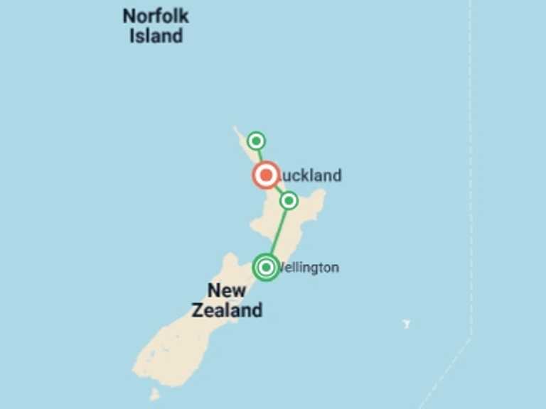 Map itinerary of Oceania Tour in Fall with 4 destination visits for the trip: Northern Wonders