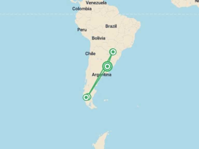 Map of Puerto Iguazu City sightseeing Tour with 4 destination visits for the trip: 10-Day Buenos Aires, Iguazu & Calafate Tour