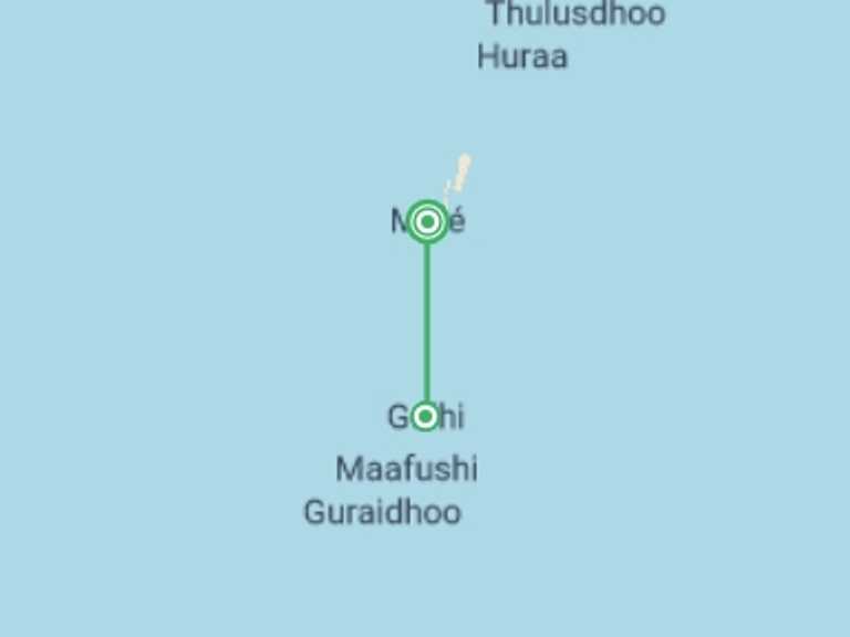 Map itinerary of Maldives Tour in Summer with 2 destination visits for the trip: Maldives Gulhi Explorer - 5 days