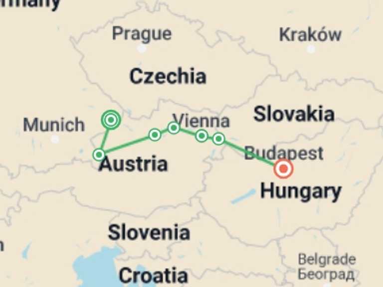 Map itinerary of Vienna Tour in Winter with 7 destination visits for the trip: Enchanting Christmas & New Year's (2026)