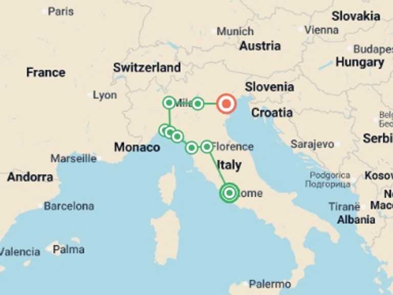 Map itinerary of Venice Tour in Winter with 6 destination visits for the trip: Discover Italy