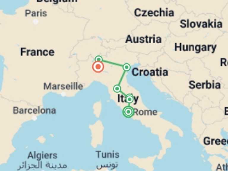 Map itinerary of Milan Tour in Summer with 2 destination visits for the trip: Reflections of Italy 