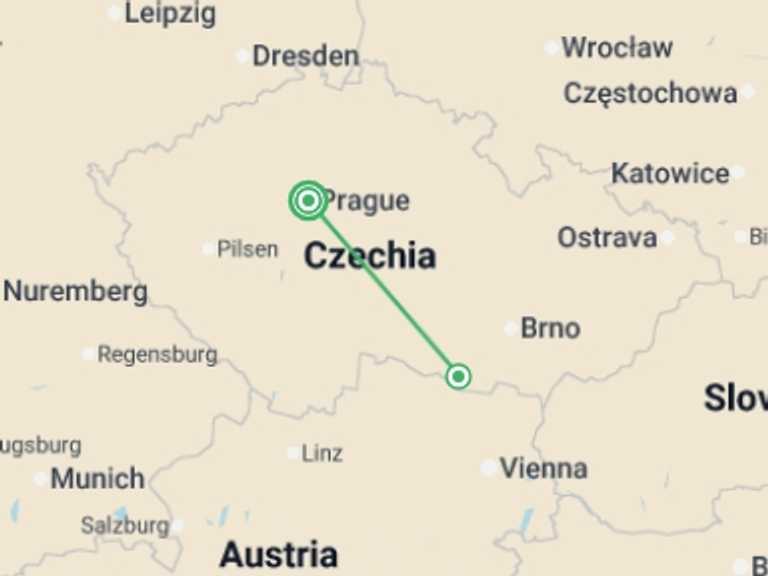 Map of Europe Local culture Tour with 2 destination visits for the trip: Moravian UNESCO Heritage Sites – 3 Days Tour