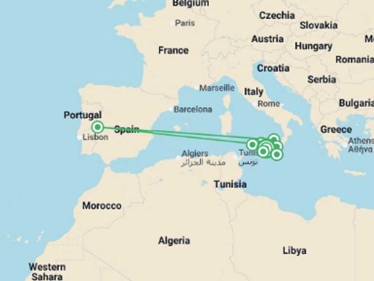 Map itinerary of Europe Tour in July 2026 with 11 destination visits for the trip: Sicily Grand Tour: See & Experience it all in 12 days    