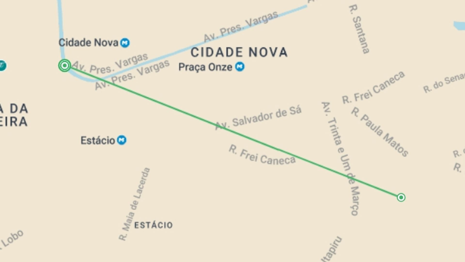 A map showing the tour itinerary for the trip: Brazil Carnival Essential Experience 6D/5N (Rio de Janeiro), starting in Rio de Janeiro, Brazil and ending in Rio de Janeiro, Brazil going through 0 other destinations.