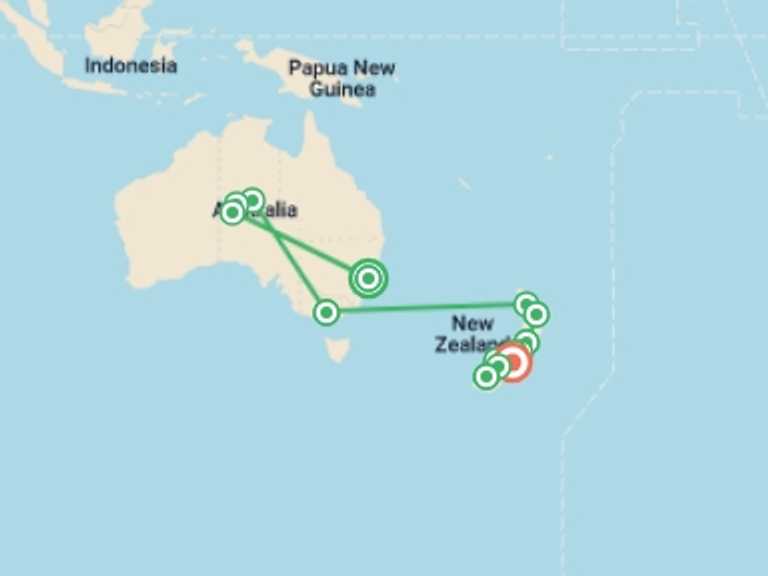 Map of Kaikoura Tour with 16 destination visits for the trip: Best of the South Pacific: Ultimate Australia & New Zealand
