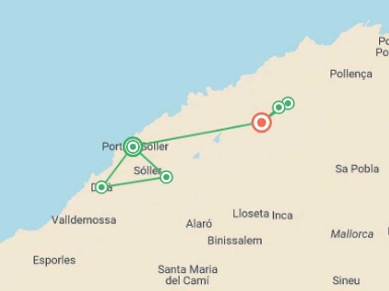 Map of Europe Tour with 8 destination visits for the trip: Walking in Mallorca