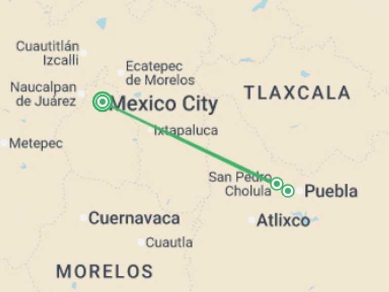 Map of Mexico Tour with 1 destination visits for the trip: Mexico City