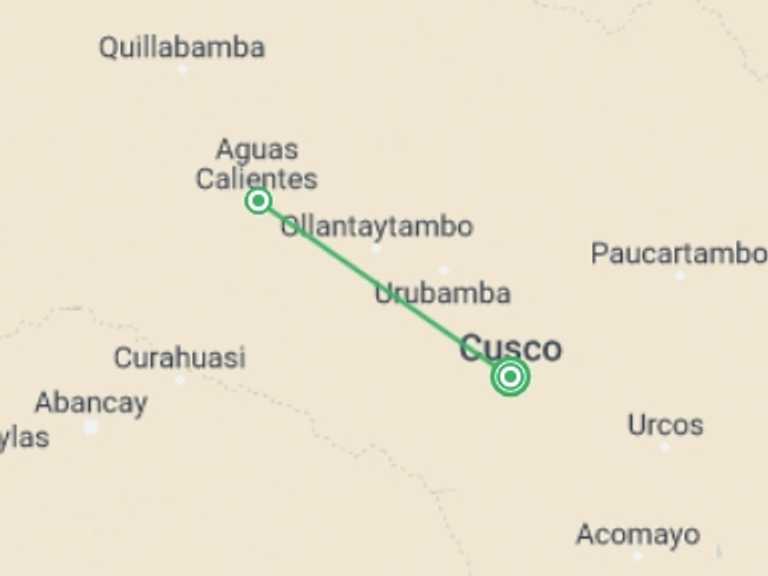 Map of 5-Day Cusco Tour with 2 destination visits for the trip: Trekking the Inca Trail: 5D/4N