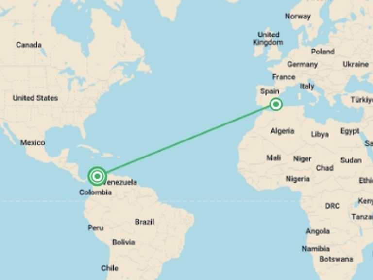 Map itinerary of South America Tour in March 2027 with 2 destination visits for the trip: 4-day Cartagena Classic – History, Color & Caribbean Charm, French-speaking Guide